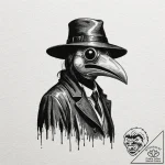 A plague doctor mask (is there, but can be a… – tattoo sketch (№1751073528_0, 28.06.2025 01:18) — tattoovalue.net