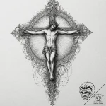 Crucifixion, tattoo sketch design, muted colo… – tattoo sketch (№1751073741_0, 28.06.2025 01:22) — tattoovalue.net