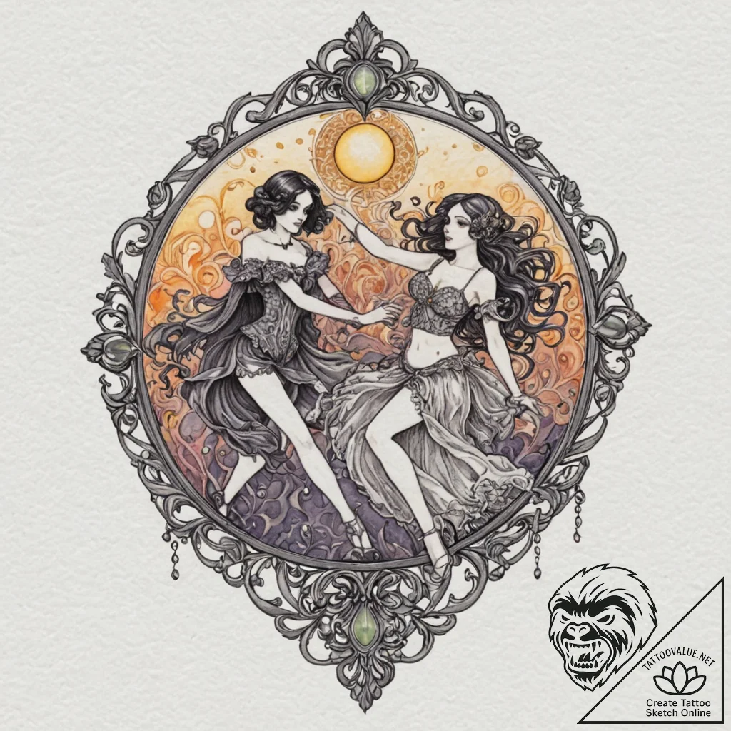 A watercolor tattoo of the iconic "goth dance... - tattoo sketch (№1751074295_0, 28.06.2025 01:31) — tattoovalue.net