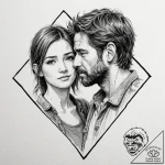 A watercolor sketch of ellie and joel from th… – tattoo sketch (№1751074514_0, 28.06.2025 01:35) — tattoovalue.net