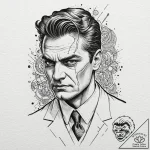 A chicano style tattoo of harvey “two-face” d… – tattoo sketch (№1751075228_0, 28.06.2025 01:47) — tattoovalue.net