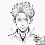 A graphic novel portrait of gojo satoru from… – tattoo sketch (№1751075342_0, 28.06.2025 01:49) — tattoovalue.net