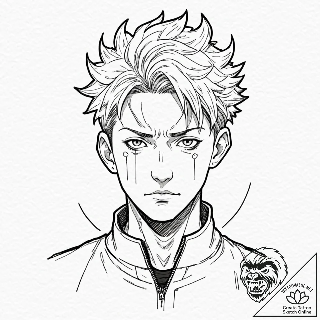 A graphic novel portrait of gojo satoru from... - tattoo sketch (№1751075342_0, 28.06.2025 01:49) — tattoovalue.net