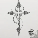 The leviathan cross, tattoo sketch design, bl… – tattoo sketch (№1751075574_0, 28.06.2025 01:52) — tattoovalue.net
