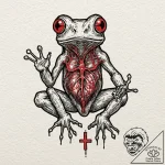 A glass frog with visible organs, tattoo sket… – tattoo sketch (№1751075860_0, 28.06.2025 01:57) — tattoovalue.net