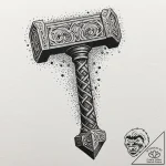 Thor’s hammer, ink illustration for tattoo, v… – tattoo sketch (№1751076153_0, 28.06.2025 02:02) — tattoovalue.net