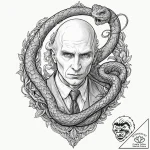 A graphic novel style portrait of lord voldem… – tattoo sketch (№1751076270_0, 28.06.2025 02:04) — tattoovalue.net