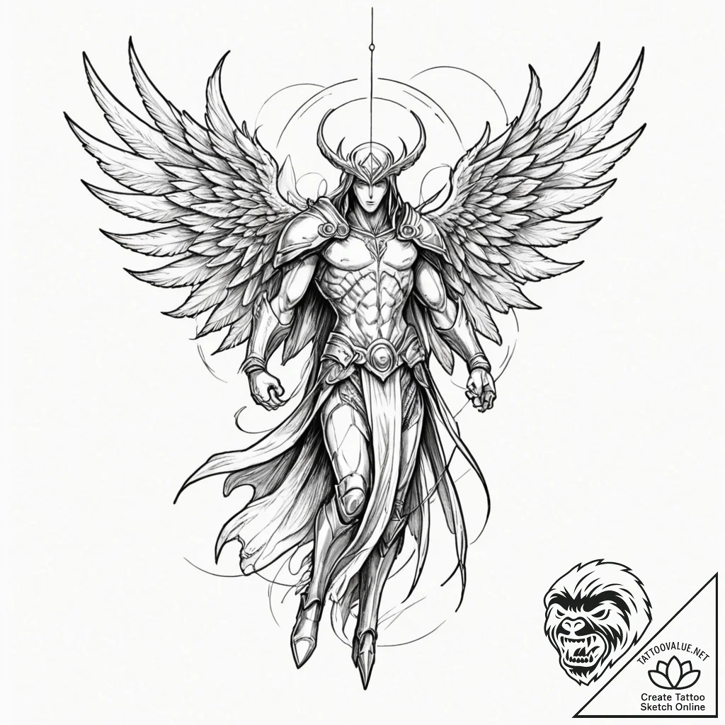 A sketch of tyrael, the archangel of justice... - tattoo sketch (№1751077061_0, 28.06.2025 02:17) — tattoovalue.net