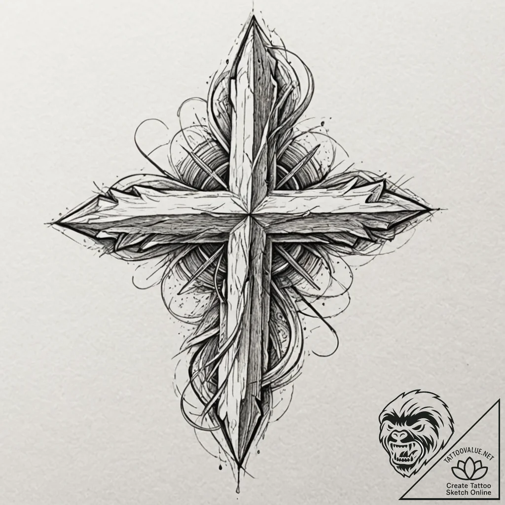 Abstraction, tattoo line art, black and grey... - tattoo sketch (№1751077283_0, 28.06.2025 02:21) — tattoovalue.net