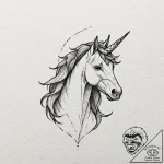 Linework tattoo design of the origami unicorn… – tattoo sketch (№1751077386_0, 28.06.2025 02:23) — tattoovalue.net