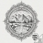 A watercolor sketch of rivendell, beautiful a… – tattoo sketch (№1751077938_0, 28.06.2025 02:32) — tattoovalue.net