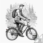 A linework tattoo of the bicycle scene from b… – tattoo sketch (№1751078365_0, 28.06.2025 02:39) — tattoovalue.net