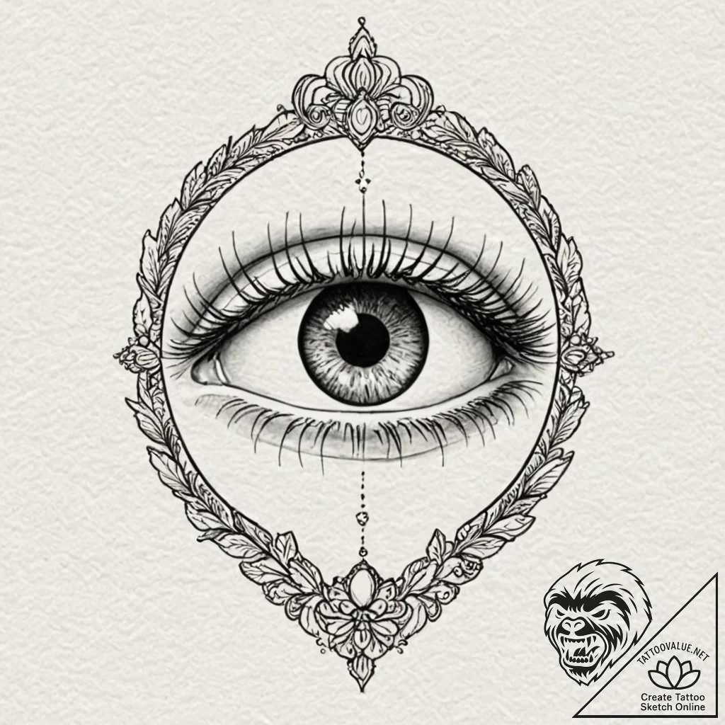 Keyhole with an eye peeping through, tattoo f... - tattoo sketch (№1751078550_0, 28.06.2025 02:42) — tattoovalue.net