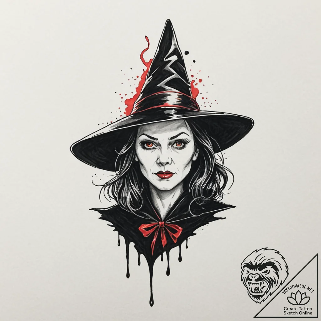 A sketch of the wicked witch of the west, mel... - tattoo sketch (№1751078918_0, 28.06.2025 02:48) — tattoovalue.net