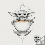 Sketch style design of grogu (baby yoda) sipp… – tattoo sketch (№1751079129_0, 28.06.2025 02:52) — tattoovalue.net
