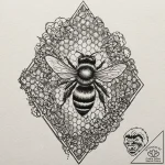 A bee on a honeycomb (is there, but can be cl… – tattoo sketch (№1751079354_0, 28.06.2025 02:55) — tattoovalue.net