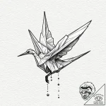 Origami crane, tattoo sketch design, sketch t… – tattoo sketch (№1751079469_0, 28.06.2025 02:57) — tattoovalue.net