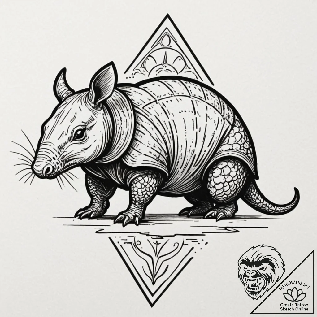 An armadillo, tattoo sketch design, clear ima... - tattoo sketch (№1751079688_0, 28.06.2025 03:01) — tattoovalue.net