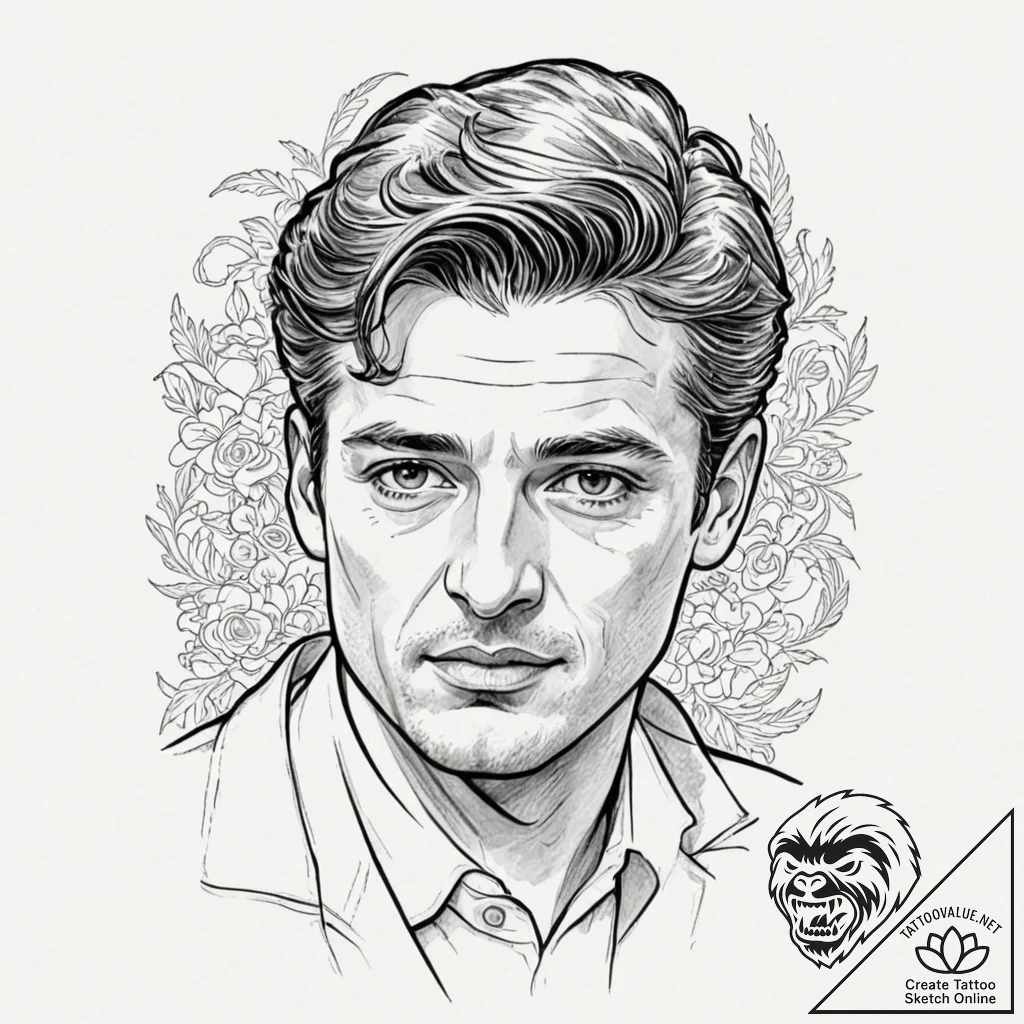 A graphic novel portrait of marcello mastroia... - tattoo sketch (№1751079917_0, 28.06.2025 03:05) — tattoovalue.net