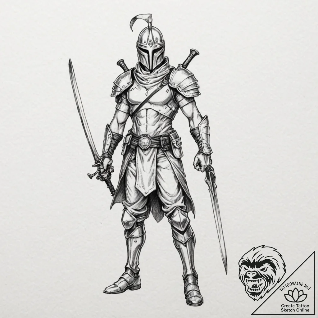 A sketch of a fremen warrior in a stillsuit,... - tattoo sketch (№1751080022_0, 28.06.2025 03:07) — tattoovalue.net