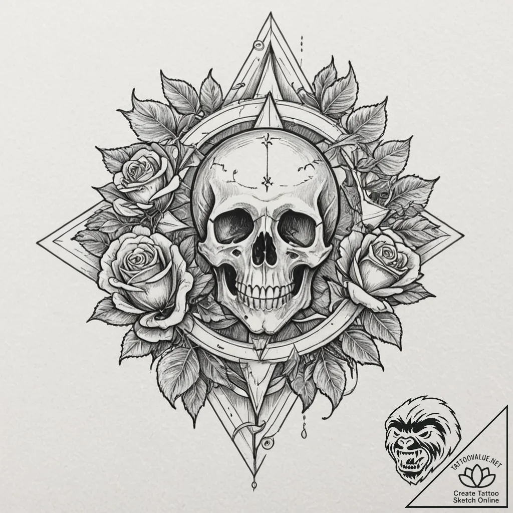 Wind rose, concept art for tattoo, rough sket... - tattoo sketch (№1751080698_0, 28.06.2025 03:18) — tattoovalue.net