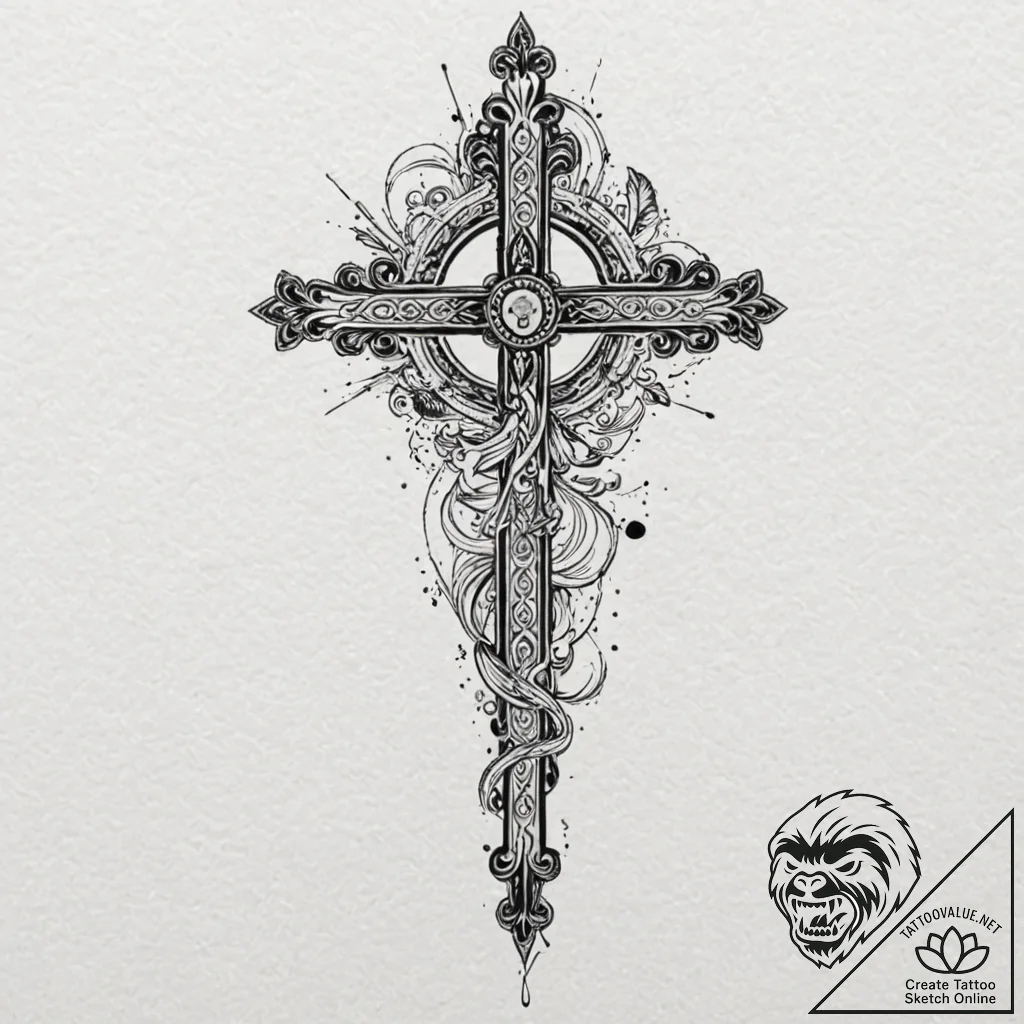 Orthodox cross, tattoo flash sheet design, st... - tattoo sketch (№1751081039_0, 28.06.2025 03:23) — tattoovalue.net
