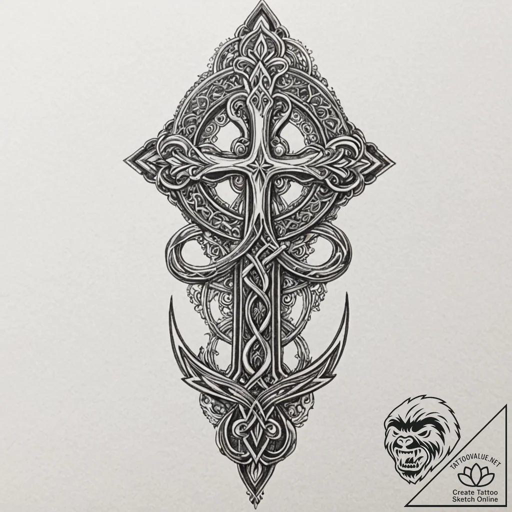 Ankh, tattoo line art, studio lighting presen... - tattoo sketch (№1751081253_0, 28.06.2025 03:27) — tattoovalue.net