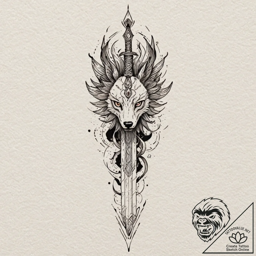 A neo-traditional tattoo of san's crystal dag... - tattoo sketch (№1751081986_0, 28.06.2025 03:39) — tattoovalue.net