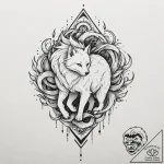 A kitsune with its nine tails, tattoo flash s… – tattoo sketch (№1751082104_0, 28.06.2025 03:41) — tattoovalue.net
