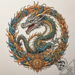 Dragon guarding a hoard of gold, concept art… – tattoo sketch (№1751082217_0, 28.06.2025 03:43) — tattoovalue.net