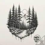 A watercolor sketch of the forests of endor.,… – tattoo sketch (№1751082338_0, 28.06.2025 03:45) — tattoovalue.net