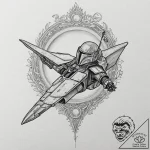 Neo-traditional design of boba fett’s ship, s… – tattoo sketch (№1751082456_0, 28.06.2025 03:47) — tattoovalue.net