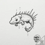 An axolotl, tattoo line art, black and white… – tattoo sketch (№1751082762_0, 28.06.2025 03:52) — tattoovalue.net