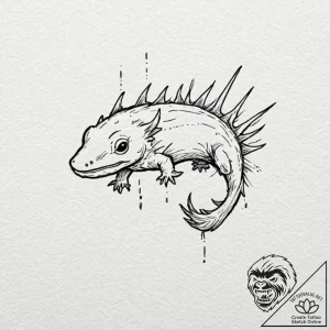 An axolotl, tattoo line art, black and white… – tattoo sketch (№1751082762_0, 28.06.2025 03:52) — tattoovalue.net