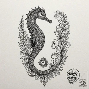 A seahorse with intricate patterns (is there,… – tattoo sketch (№1751082880_0, 28.06.2025 03:54) — tattoovalue.net