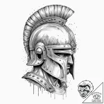 A roman centurion helmet with battle damage,… – tattoo sketch (№1751083182_0, 28.06.2025 03:59) — tattoovalue.net