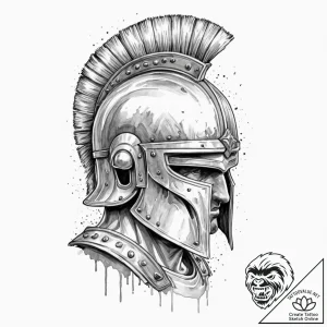 A roman centurion helmet with battle damage,… – tattoo sketch (№1751083182_0, 28.06.2025 03:59) — tattoovalue.net
