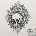 Diamond, ink illustration for tattoo, sepia t… – tattoo sketch (№1751083467_0, 28.06.2025 04:04) — tattoovalue.net