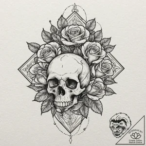 Diamond, ink illustration for tattoo, sepia t… – tattoo sketch (№1751083467_0, 28.06.2025 04:04) — tattoovalue.net