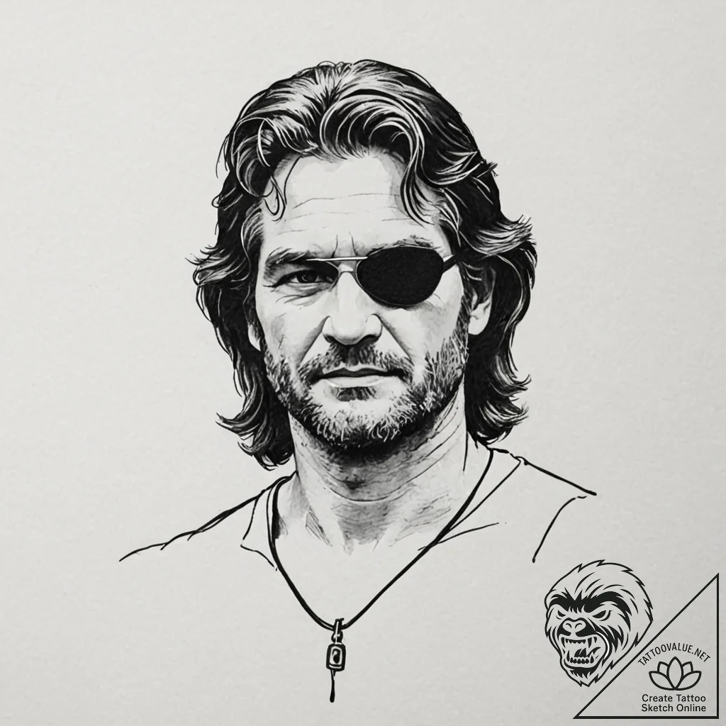 A sketch of kurt russell as snake plissken fr... - tattoo sketch (№1751083869_0, 28.06.2025 04:11) — tattoovalue.net