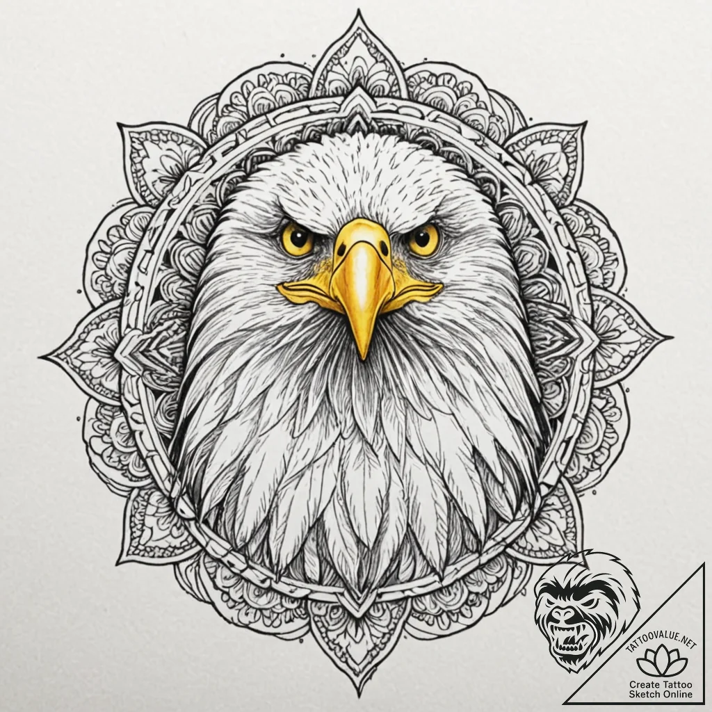 Eagle, artistic tattoo sketch, highly detaile... - tattoo sketch (№1751083987_0, 28.06.2025 04:13) — tattoovalue.net