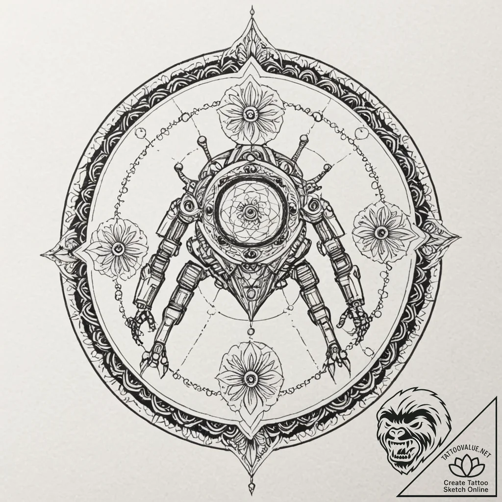 A linework tattoo of the laputa robot from ca... - tattoo sketch (№1751084541_0, 28.06.2025 04:22) — tattoovalue.net
