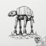 A graphic tattoo of an at-at walker, minimali… – tattoo sketch (№1751084725_0, 28.06.2025 04:25) — tattoovalue.net