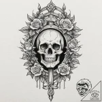 A linework tattoo of excalibur being pulled f… – tattoo sketch (№1751084909_0, 28.06.2025 04:28) — tattoovalue.net