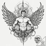 Icarus with mechanical wings, tattoo flash sh… – tattoo sketch (№1751085626_0, 28.06.2025 04:40) — tattoovalue.net