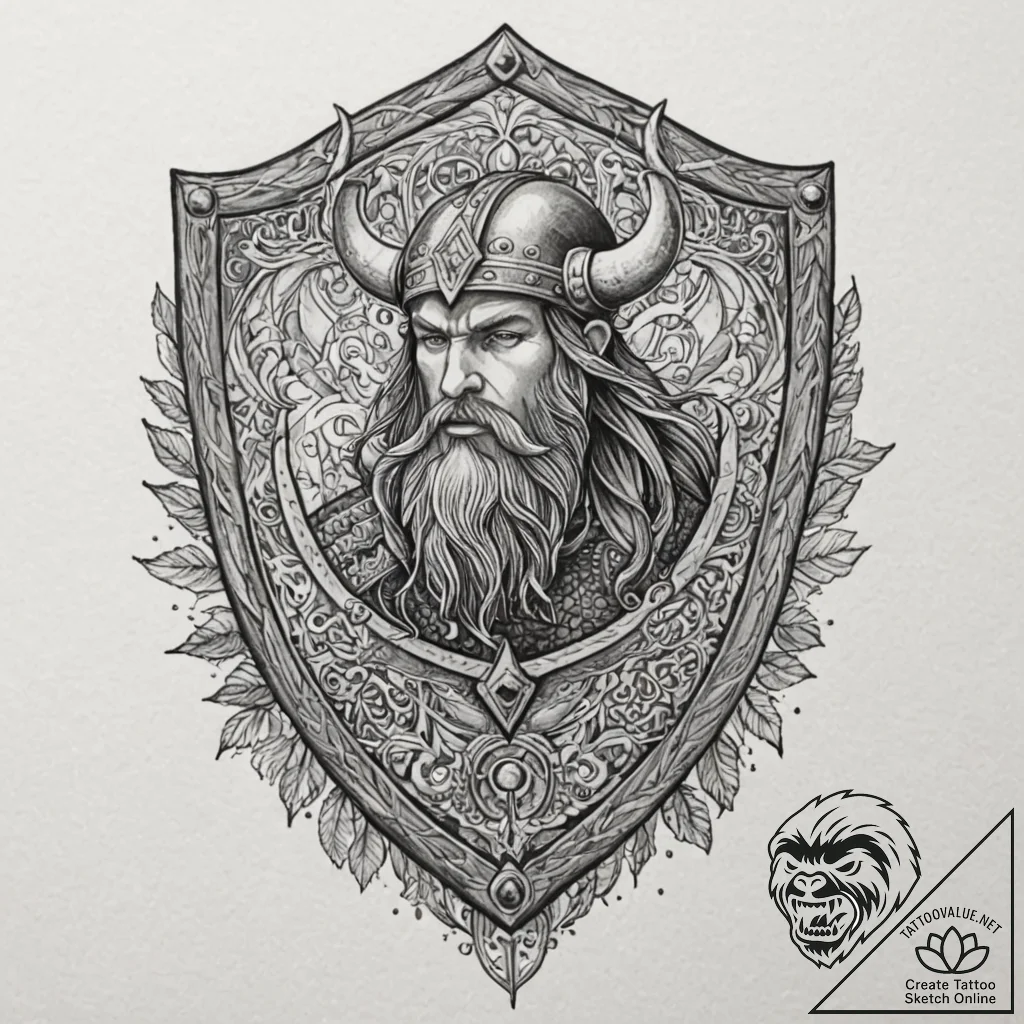 A broken viking shield, artistic tattoo sketc... - tattoo sketch (№1751085995_0, 28.06.2025 04:46) — tattoovalue.net