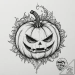 A minimalist tattoo of the halloween pumpkin… – tattoo sketch (№1751086179_0, 28.06.2025 04:49) — tattoovalue.net