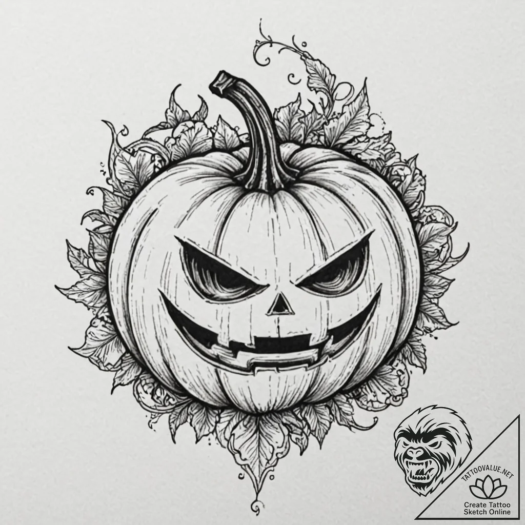 A minimalist tattoo of the halloween pumpkin... - tattoo sketch (№1751086179_0, 28.06.2025 04:49) — tattoovalue.net