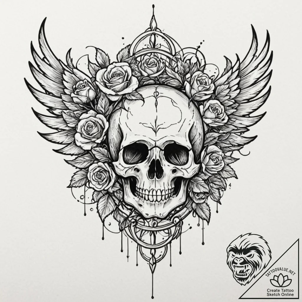 Icarus with mechanical wings, ink illustratio... - tattoo sketch (№1751086663_0, 28.06.2025 04:57) — tattoovalue.net
