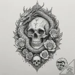 Dragon guarding a hoard of gold, artistic tat… – tattoo sketch (№1751087326_0, 28.06.2025 05:08) — tattoovalue.net